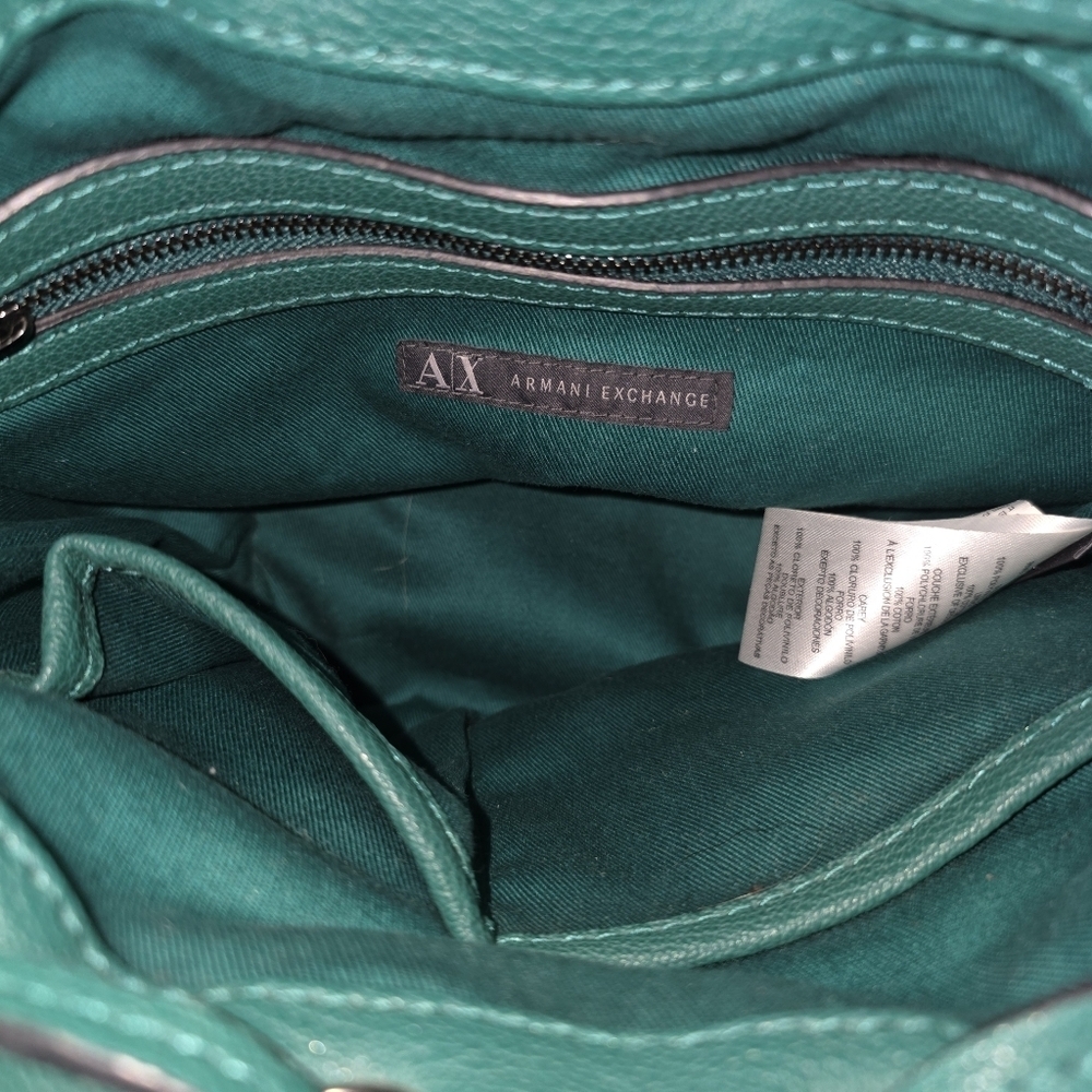 Armani Exchange Perforated Bucket Bag - Emerald Green & Gunmetal - Picture 7 of 9